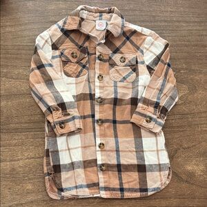Wonder Nation Kids Plaid Dress in Brown and Cream